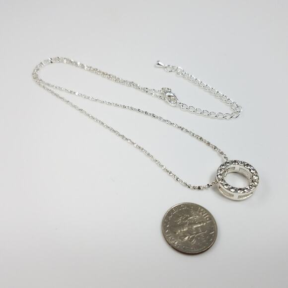 Crystal Rhinestone Reversible Pendant Necklace, 17 Inches - Picture 8 of 8